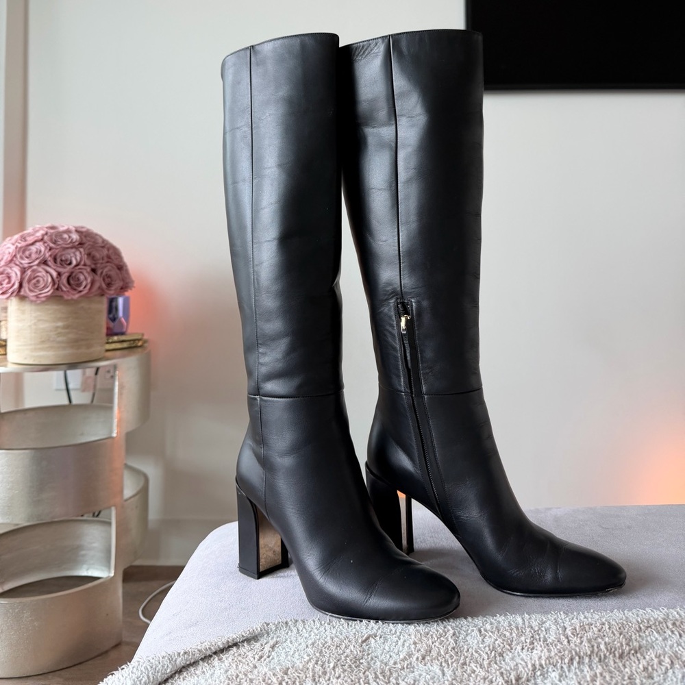 Nicholas Kirkwood gold heel knee-high boots Italy